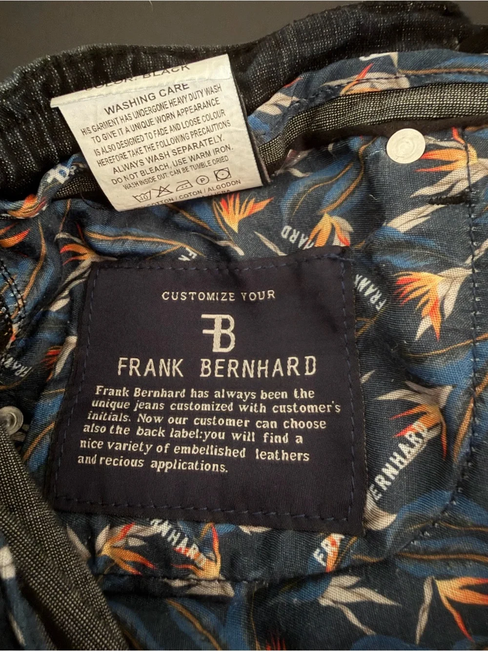 Frank Bernhard Men's Black/Blue Straight Leg Jeans Mens 36